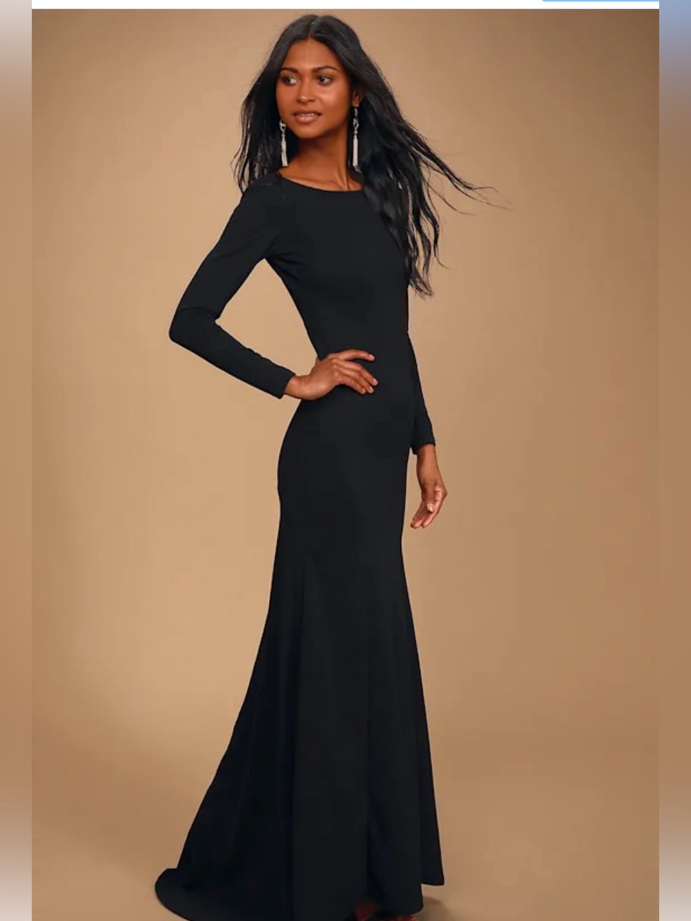 Lulus Wait For Me Black Long Sleeve Maxi Dress